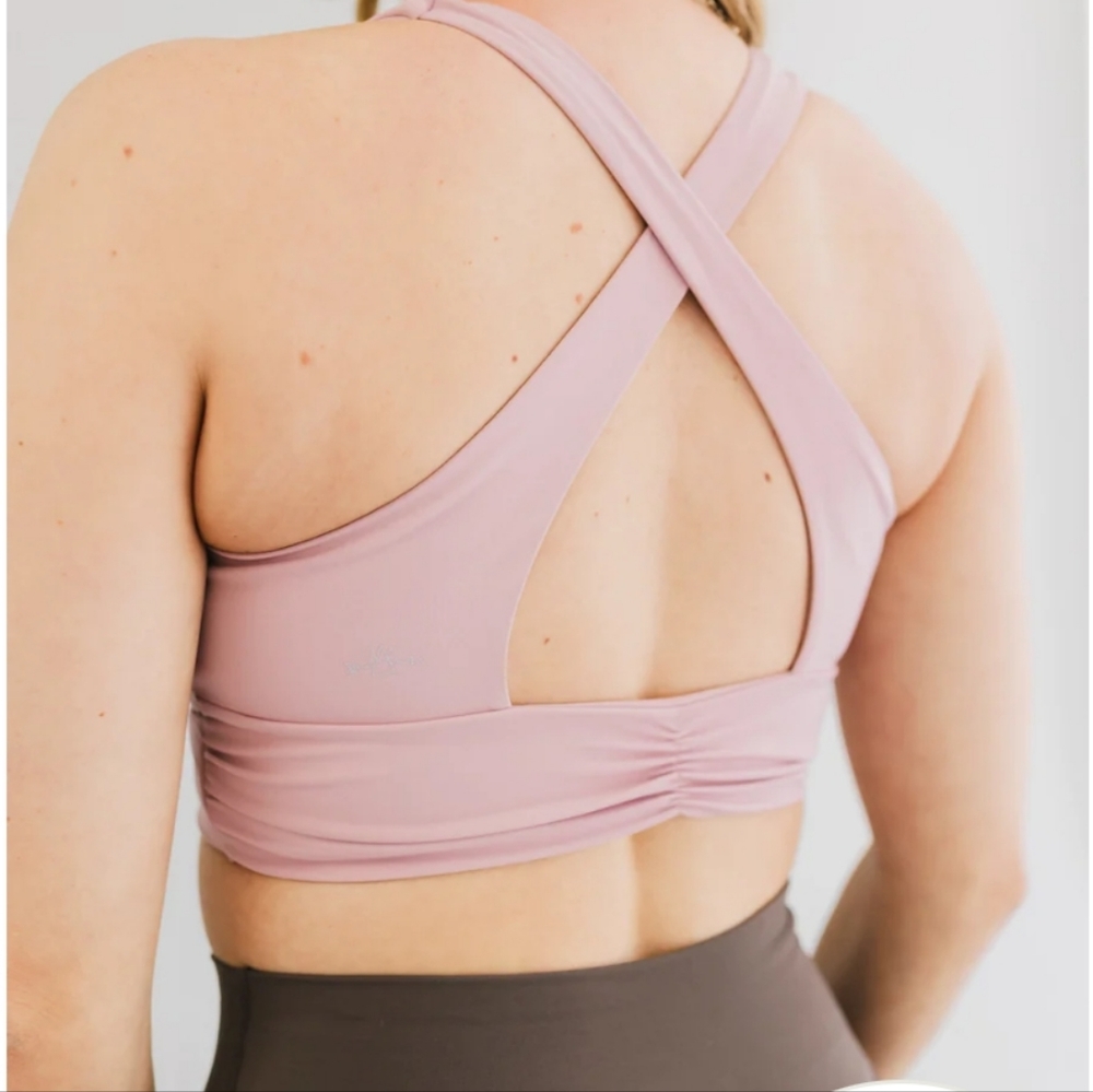 Bare Activewear Hold Me Up Sports Bra sz 10 Pink Mauve/Dusty Rose - Picture 3 of 10